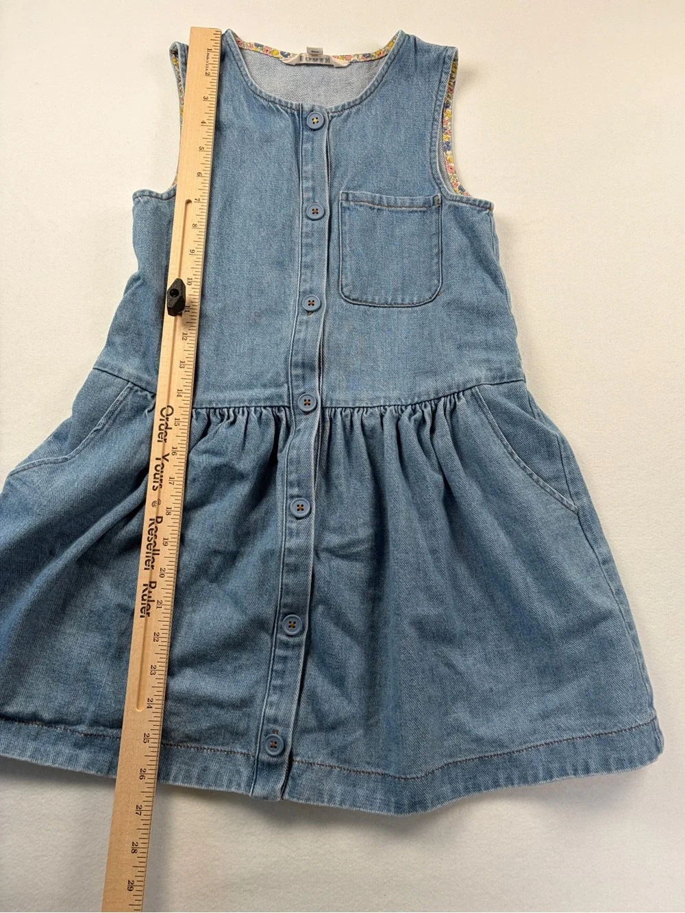 Mini Boden Denim Jumper Dress Girls 8-9Y Pocket